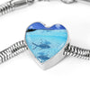 Fish Print Heart Charm Steel Bracelet-Free Shipping