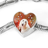 Afghan Hound Dog Print Heart Charm Steel Bracelet-Free Shipping