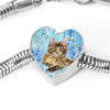 Maine Coon Cat Print Heart Charm Steel Bracelet-Free Shipping