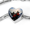 Bombay Cat Print Heart Charm Steel Bracelet-Free Shipping
