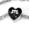 " I Love My Cat" Print Heart Charm Steel Bracelet