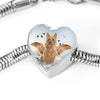 Australian Terrier Print Heart Charm Steel Bracelet-Free Shipping