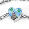 Cute American Shorthair Print Heart Charm Steel Bracelet-Free Shipping