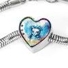 Cat Watercolor Art Print Heart Charm Steel Bracelet-Free Shipping