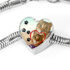 Pixie Bob Cat Print Heart Charm Steel Bracelet-Free Shipping