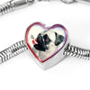 Cute Pug Dog Print Heart Charm Steel Bracelet-Free Shipping