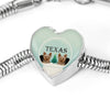 Yorkshire Terrier (Yorkie) Texas Print Heart Charm Steel Bracelet-Free Shipping