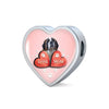 St. Bernard Dog Print Heart Charm Steel Bracelet-Free Shipping