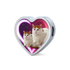Turkish Van Cat Print Heart Charm Steel Bracelet-Free Shipping