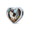 Munchkin cat Print Heart Charm Steel Bracelet-Free Shipping