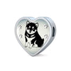 Shiba Inu Dog Print Heart Charm Steel Bracelet-Free Shipping