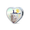 LaPerm Cat Print Heart Charm Steel Bracelet-Free Shipping