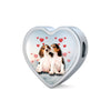 Cute Beagle Dog Print Heart Charm Steel Bracelet-Free Shipping
