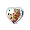 Pixie Bob Cat Print Heart Charm Steel Bracelet-Free Shipping