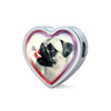 Cute Pug Dog Print Heart Charm Steel Bracelet-Free Shipping