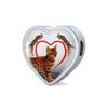Bengal Cat Print Heart Charm Steel Bracelet-Free Shipping