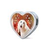 Afghan Hound Dog Print Heart Charm Steel Bracelet-Free Shipping