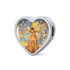 Abyssinian Cat Print Heart Charm Steel Bracelet-Free Shipping