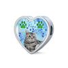 Cute American Shorthair Print Heart Charm Steel Bracelet-Free Shipping