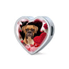 Boxer Dog Print Heart Charm Steel Bracelet-Free Shipping