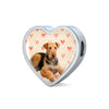Airedale Terrier Print Luxury Heart Charm Bracelet-Free Shipping
