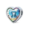 Cat Watercolor Art Print Heart Charm Steel Bracelet-Free Shipping