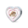 Shih Tzu Dog Print Heart Charm Steel Bracelet-Free Shipping