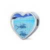 Fish Print Heart Charm Steel Bracelet-Free Shipping