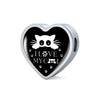 " I Love My Cat" Print Heart Charm Steel Bracelet