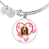 Basset Hound Print Luxury Circle Charm Bangle-Free Shipping