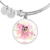 Bulldog Print Circle Charm Bangle-Free Shipping