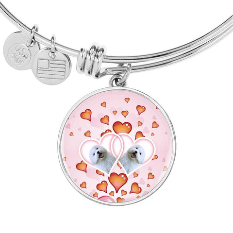 Maltese Dog Print Circle Charm Bangle-Free Shipping