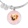Labrador Retriever Print Circle Pendent Luxury Bangle-Free Shipping