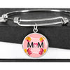 "MOM" Print Circle Pendant Luxury Bangle