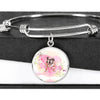 Bulldog Print Circle Charm Bangle-Free Shipping