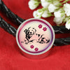 Golden Retriever Dog Print Circle Charm Leather Woven Bracelet-Free Shipping