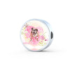 Bulldog Print Circle Charm Leather Bracelet-Free Shipping