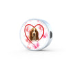 Basset Hound Print Circle Charm Leather Bracelet -Free Shipping
