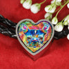 Colorful French Bulldog Heart Charm Leather Woven Bracelet-Free Shipping