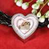 Shih Tzu Dog Print Heart Charm Leather Bracelet-Free Shipping