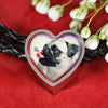 Cute Pug Dog Print Heart Charm Leather Woven Bracelet-Free Shipping