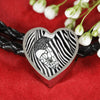Black&White Snake Print Heart Charm Leather Bracelet-Free Shipping