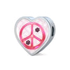 Peace Sign With Paws Print Heart Charm Leather Woven Bracelet-Free Shipping