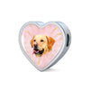 Labrador Retriever Dog Print Heart Charm Leather Woven Bracelet-Free Shipping