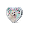 Poodle Dog Print Heart Charm Leather Bracelet-Free Shipping