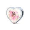 Bulldog Print Heart Charm Leather Bracelet-Free Shipping