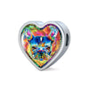 Colorful French Bulldog Heart Charm Leather Woven Bracelet-Free Shipping