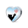 Cat Print Heart Charm Leather Bracelet-Free Shipping