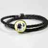 Cute Pug Dog Print Circle Charm Leather Woven Bracelet-Free Shipping