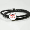 Japanese Chin Print Woven Leather Charm Bracelet-Free Shipping